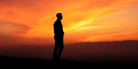 Fototapeta premium Silhouette of figure at starting line, career/business start, job, jump