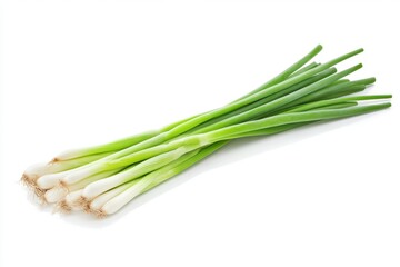 Fresh Green Onions Bunch Spring Vegetable Cooking Ingredient Healthy Food Diet Farm White Image     