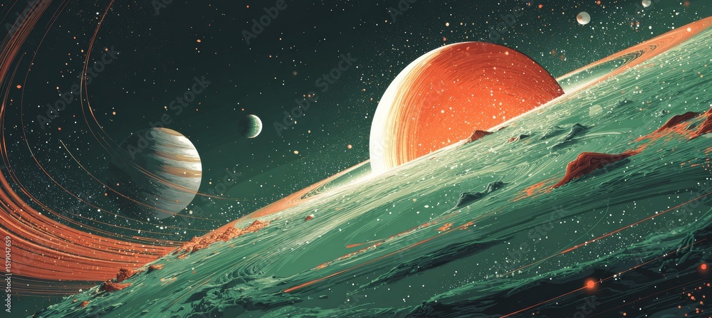 Aufkleber space solar system. generative ai technology.