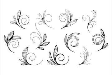 Graceful floral swirl design with flowing lines and leaf details, ideal for sophisticated home decor and digital artwork