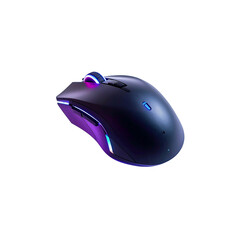 Modern wireless gaming mouse with purple blue rgb on transparent background game
