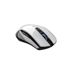 Elegant white wireless computer mouse with black on transparent background tool