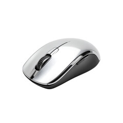 Sleek silver wireless computer mouse modern design web on transparent background