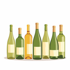 Collection of wine bottles arranged in neat row, minimalistic design