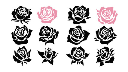 Stunning Black Rose Silhouette Artistic Floral Design for Invitations Branding