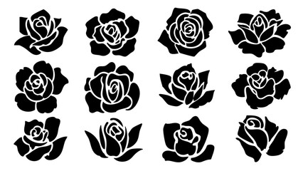 Luxury Rose Bloom Silhouette Elegant Botanical Art for Logos Decoration