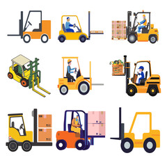 Forklift Colourful Vector Set