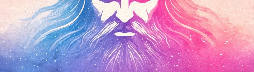 Jesus Christ with a long beard and mustache on an abstract background with copy space