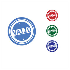 Valid stamp seal in blue red green and purple colors