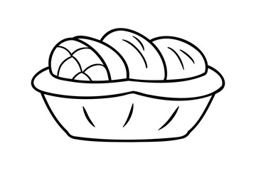 Cartoon basket of fruit simple line drawing illustration