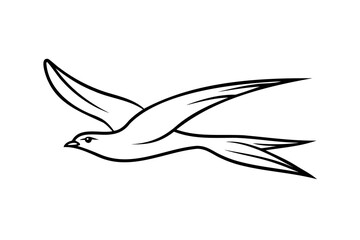 Elegant bird in flight line art graphic design element