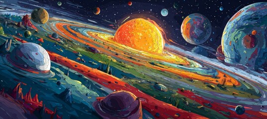Space solar system. interstellar astronomy science .Generative AI technology.	
