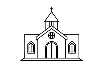 Simple line drawing of a church building