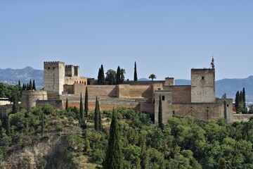 view of the alcazaba of the alhambra in the Spanish city of granada