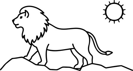 Majestic lion standing proudly on a hill under the sun