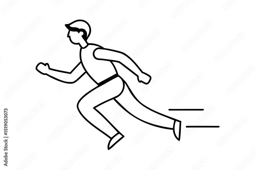 Poster man running fast line art illustration simple design