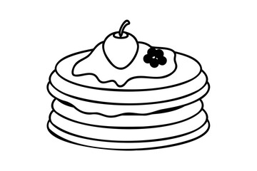 Delicious stack of pancakes with cherry and berries