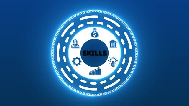 a Skills button on a clear projection screen.A versatile set of vintage round rubber stamp icons and web design vector elements for business sale banners .