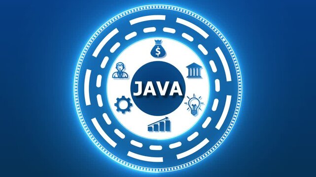a Java concept on a futuristic computer display. A versatile set of vintage round rubber stamp icons and web design vector elements for business sale banners and quality labels, 