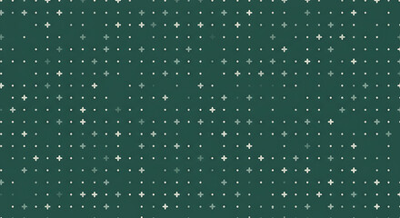 Seamless Abstract Pattern with Plus Signs and Dots on Dark Green Background