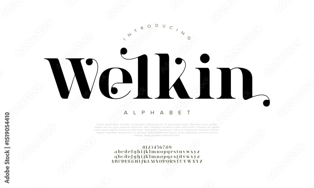 Poster elegant serif typeface with smooth rounded terminals and classy contrast. perfect for branding, pack