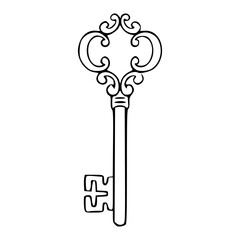 ornate key outline - access and security concept