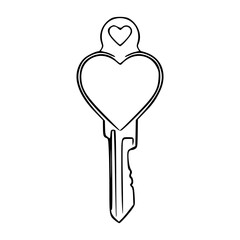 heart-shaped key outline - access and security concept