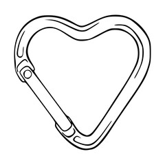 heart-shaped locking carabiner vector illustration
