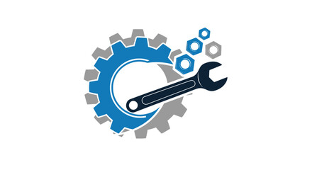 Interlocked Gears Wrench and Nuts for Mechanical Maintenance