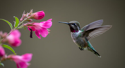 Fototapeta premium Hummingbird Hovering Near Flower