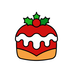 Delicious Christmas Cake Vector Doodle Clipart