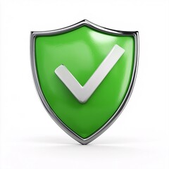 Green Shield with Checkmark Symbol of Security and Approval