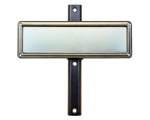 Fototapeta premium Metal frame sign holder with a blank white display on a transparent background