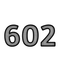 Black and white color numbers 602