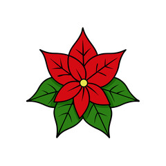 Festive Poinsettia Flower Vector Doodle Clipart Christmas