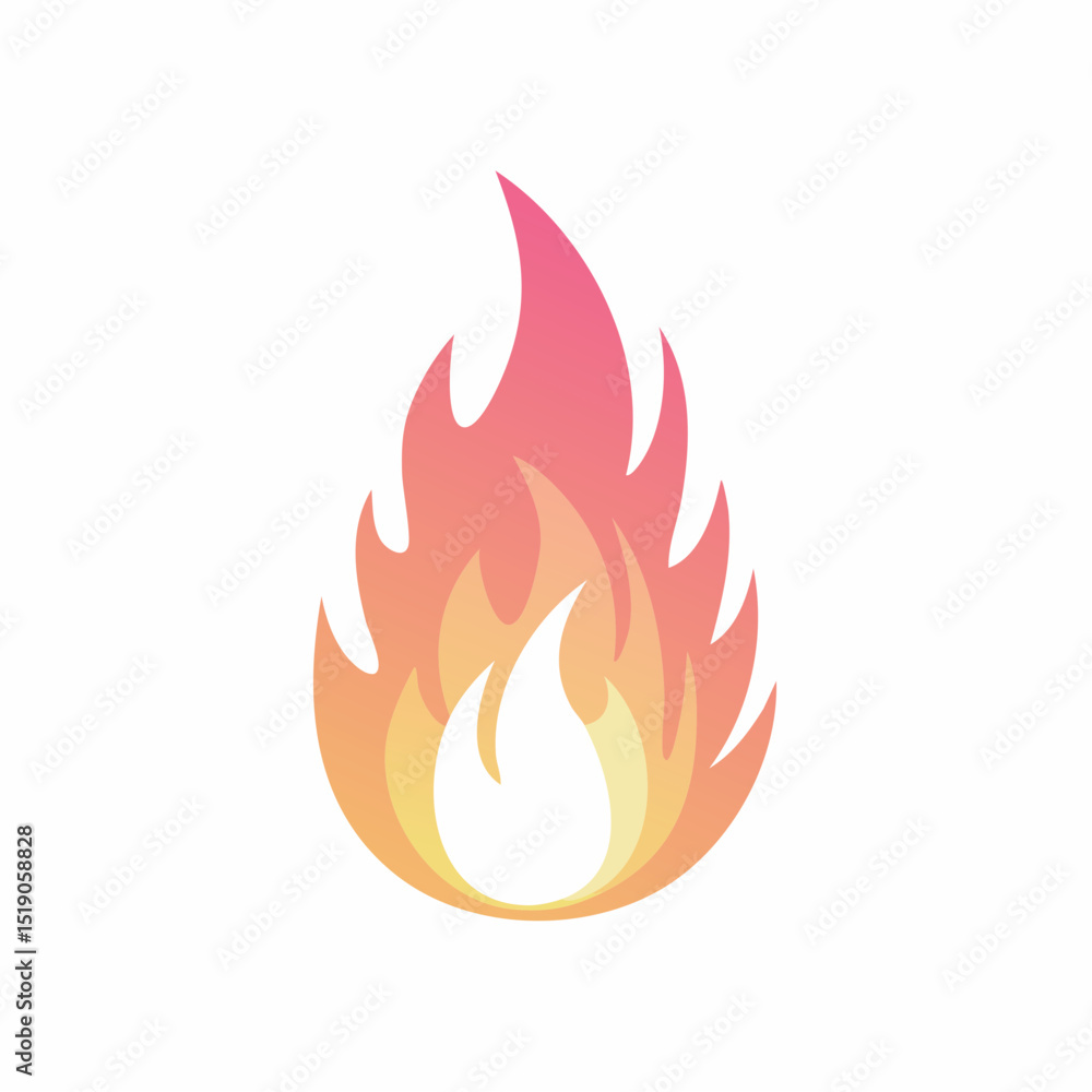 Poster vibrant vector illustration of a stylized flame graphic element with a gradient color scheme, suitab