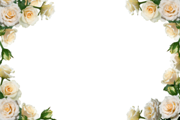 Cream rose flower frame isolated