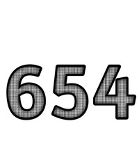 Black and white color numbers 654