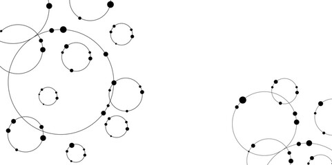 Abstract background with circles and dots. connection for communication technology and social network concept background. Wide molecule structure background. 