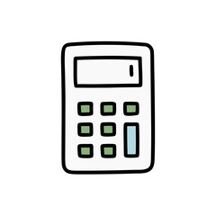 Calculator Screen Clip Art Doodle Vector on White