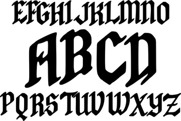 An elegant and traditional set of uppercase letters A to Z in a classic Blackletter Gothic style. This vintage-inspired typeface is perfect for medieval-themed projects, tattoos, certificates, brandin