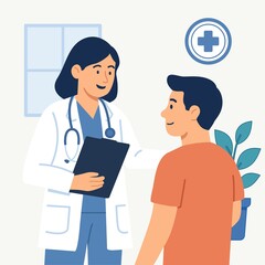 Medical consultation between female doctor and male patient in clinic