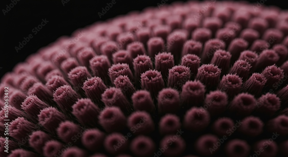 Poster the image is of a close up of a brush with many pink bristles