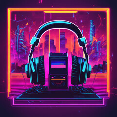 Logo of a music pop band in retro 90's style.