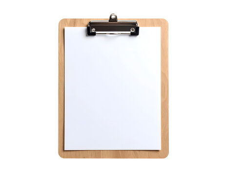 Clipboard and Paper: A wooden clipboard with a blank paper sheet, offering a clean and minimalist design for versatile uses.
