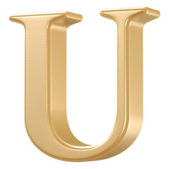 3D golden font letter U