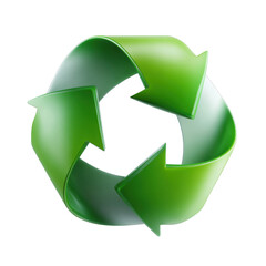 Fototapeta premium Recycling symbol with three arrows in a loop, representing sustainability and eco-friendliness. cut out. transparent background