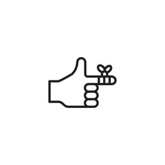 A simple line art icon shows a hand with its thumb up, a classic 