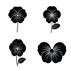 Pansy flower silhouette vector illustration 