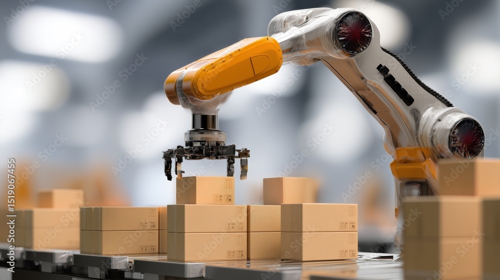 Poster robot stacking fragile items with artificial intelligence precision